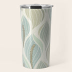 Minimalistic flow Peace lily soft green pattern Travel Mug Gallery Image 1