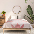 Pink Lotus Flower | Watercolor Texture Comforter Gallery Image 3