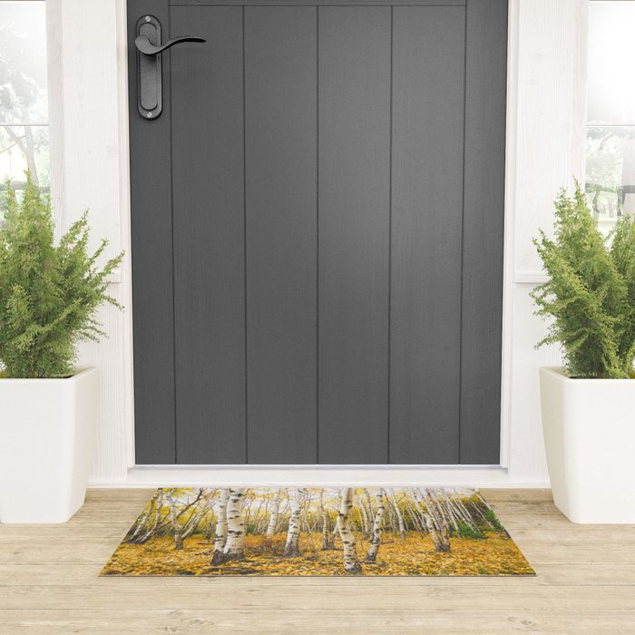 Autumn Birch Forest Welcome Mat Gallery Image 3