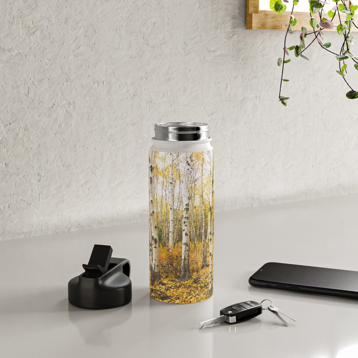 Autumn Birch Forest Water Bottle Gallery Image 4