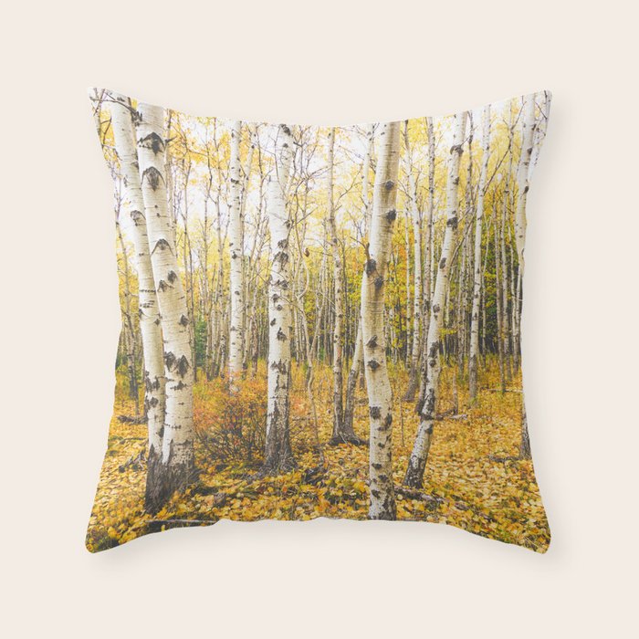 Autumn Birch Forest Throw Pillow Gallery Image 6
