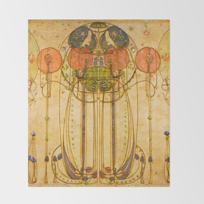 Charles Rennie Mackintosh , The Wassail , 1900 Throw Blanket Gallery Image 2