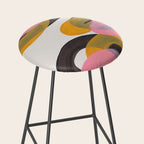Hills Mid Century Modern Minimalist Fun Colorful Abstract Shapes Pink Yellow Black by Ejaaz Haniff Stool Gallery Image 2