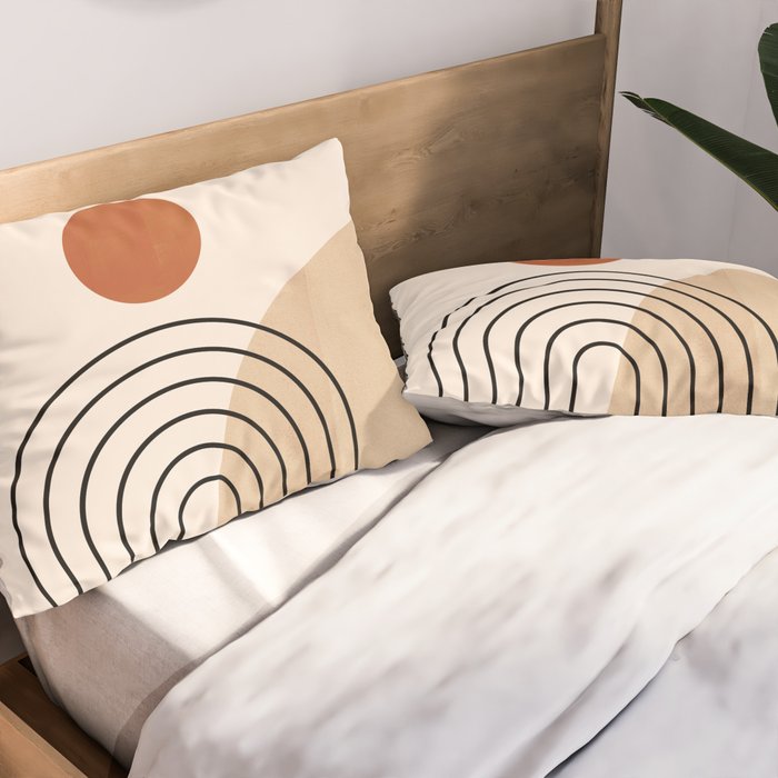 Abstraction_NEW_SUN_DAWN_MOUNTAINS_LINE_POP_ART_008B Pillow Sham Gallery Image 2