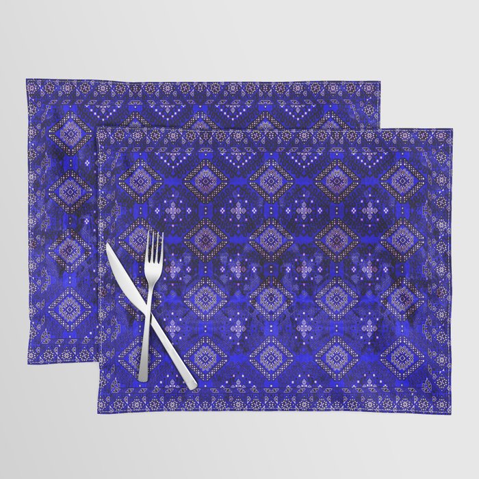 Oriental Opulence: Royal Blue Velvet Moroccan Majesty Placemat Gallery Image 1