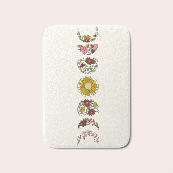 Floral Phases of the Moon Bath Mat Gallery Image 1