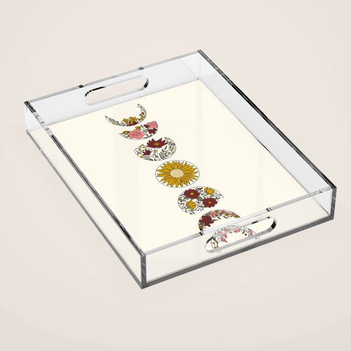 Floral Phases of the Moon Acrylic Tray Gallery Image 1