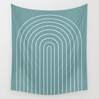 Minimal Arch XXIV Beachy Teal Modern Geometric Lines Wall Tapestry Gallery Image 4