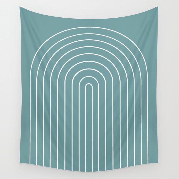 Minimal Arch XXIV Beachy Teal Modern Geometric Lines Wall Tapestry Gallery Image 4