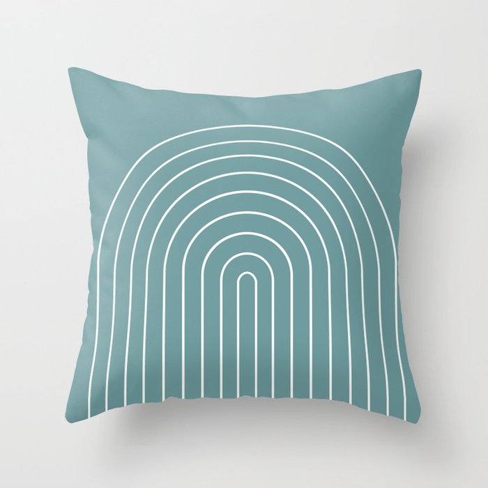 Minimal Arch XXIV Beachy Teal Modern Geometric Lines Throw Pillow Gallery Image 6