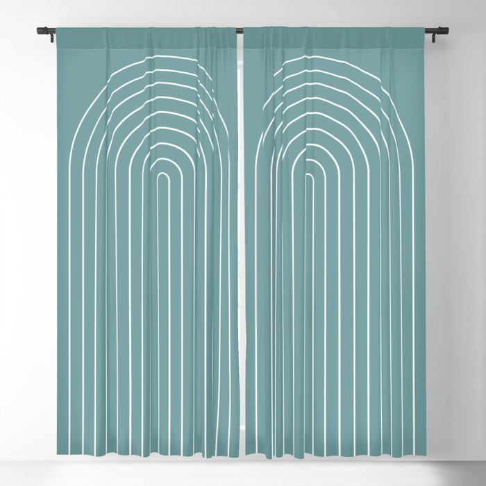 Minimal Arch XXIV Beachy Teal Modern Geometric Lines Window Curtain Gallery Image 5