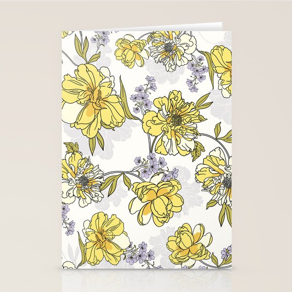 Luxurious pattern with yellow flowers Stationery Card Gallery Image 1