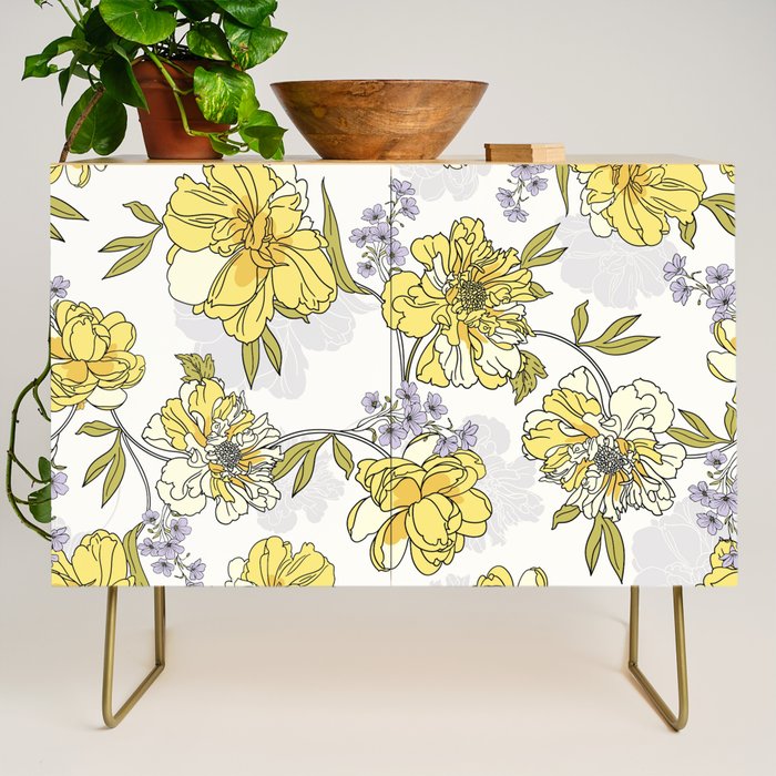 Luxurious pattern with yellow flowers Credenza Gallery Image 1
