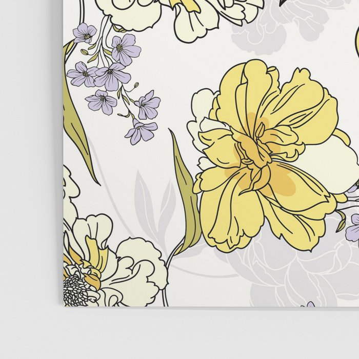 Luxurious pattern with yellow flowers Poster Gallery Image 3