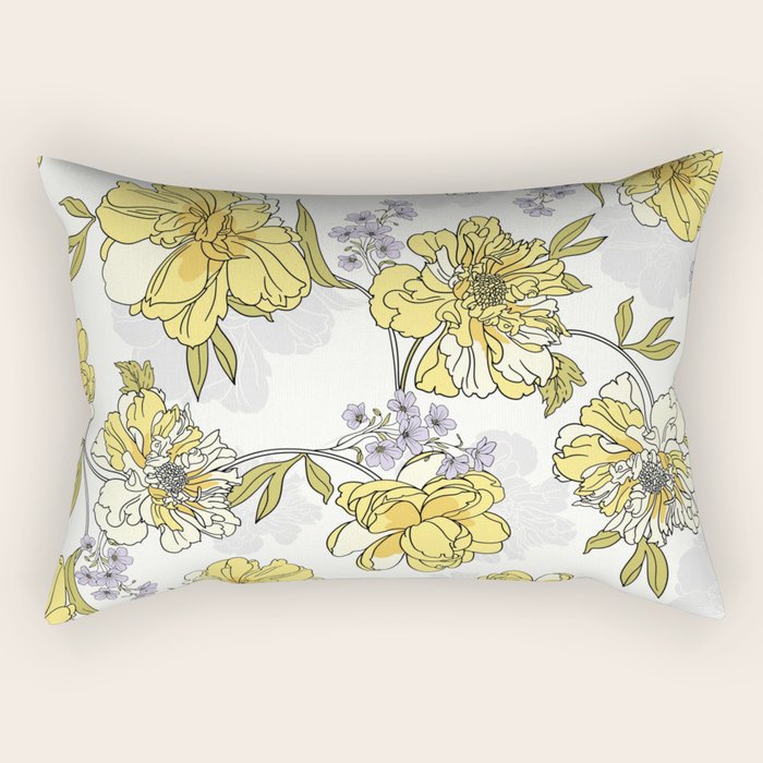 Luxurious pattern with yellow flowers Rectangular Pillow Gallery Image 2