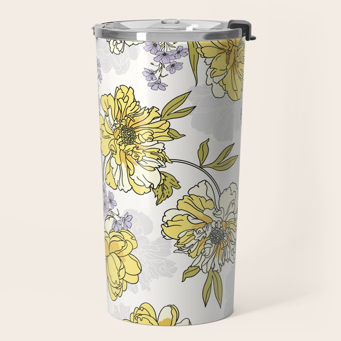 Luxurious pattern with yellow flowers Travel Mug Gallery Image 2