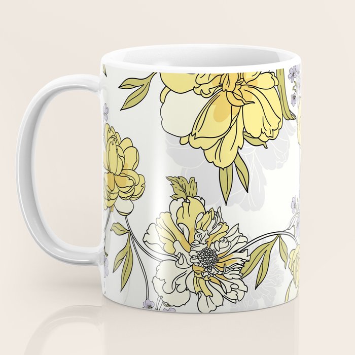 Luxurious pattern with yellow flowers Coffee Mug Gallery Image 3