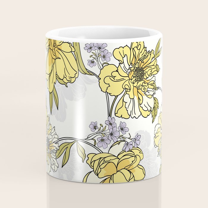 Luxurious pattern with yellow flowers Coffee Mug Gallery Image 4