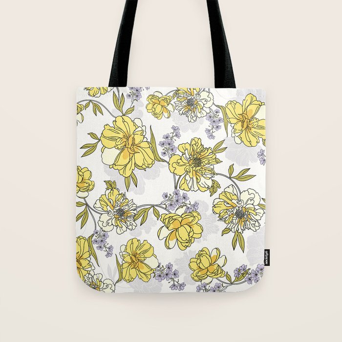 Luxurious pattern with yellow flowers Tote Bag Gallery Image 1