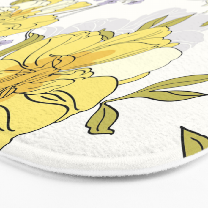 Luxurious pattern with yellow flowers Bath Mat Gallery Image 3