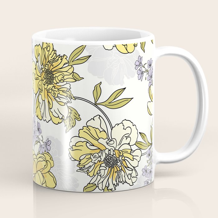 Luxurious pattern with yellow flowers Coffee Mug Gallery Image 1