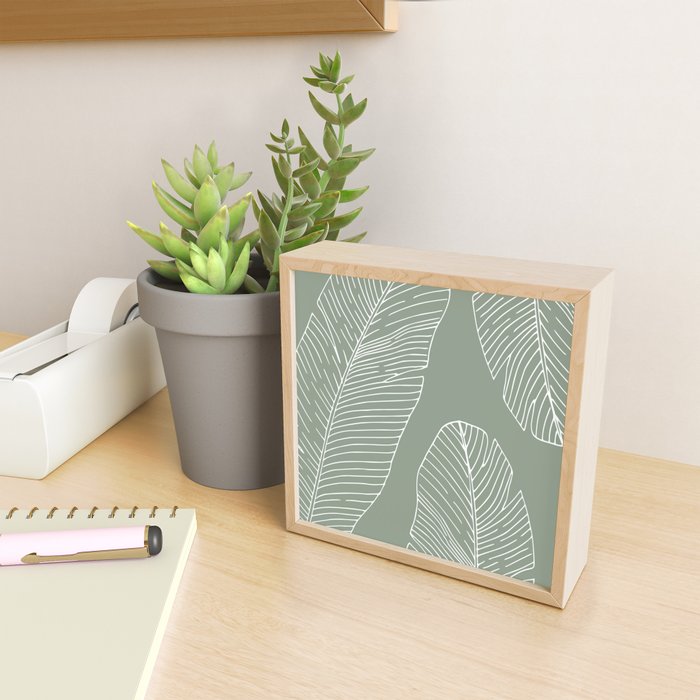 Line Drawing, Green, Palms Print, Boho Wall Art Mini Art Print Gallery Image 2