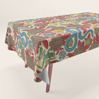 Large-Scale Dahlias, Frogs, Snakes, Praying Mantis in Red and Blue Tablecloth Gallery Image 1