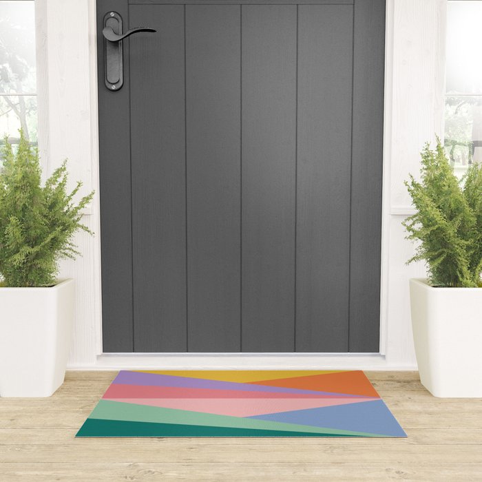 Geometric Triangles I Bright Pastel Welcome Mat Gallery Image 3