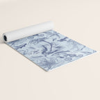 Coral Reef Life Underwater Sea Scene Blue Monochromatic Toile Pattern  Yoga Mat Gallery Image 2