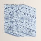 Coral Reef Life Underwater Sea Scene Blue Monochromatic Toile Pattern  Wrapping Paper Gallery Image 3
