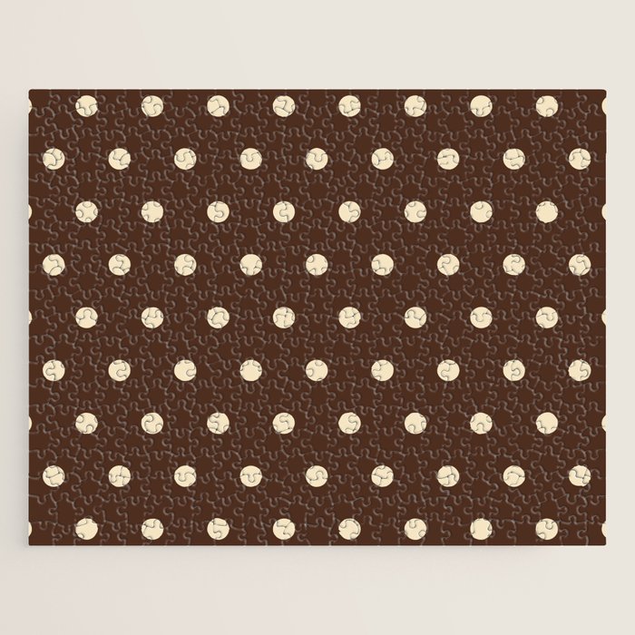 Vintage polka dots baroque brown & cream Jigsaw Puzzle