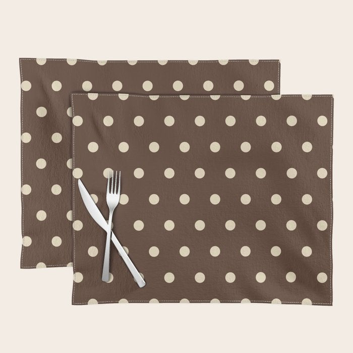 Vintage polka dots baroque brown & cream Placemat Gallery Image 1