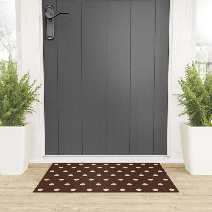 Vintage polka dots baroque brown & cream Welcome Mat Gallery Image 3