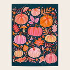 Pumpkin Confetti - Peach on Teal Poster Gallery Image 4