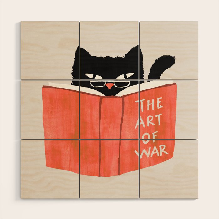 Cat reading book Wood Wall Art Gallery Image 1