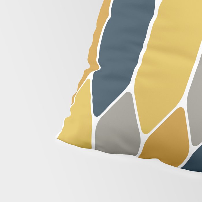 Long Honeycomb Geometric Pattern in Mustard Yellow, Navy Blue, Gray, and White Pillow Sham Gallery Image 4
