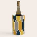 Long Honeycomb Geometric Pattern in Mustard Yellow, Navy Blue, Gray, and White Wine Chiller Gallery Image 1