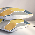 Long Honeycomb Geometric Pattern in Mustard Yellow, Navy Blue, Gray, and White Pillow Sham Gallery Image 3