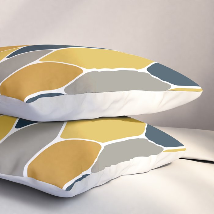 Long Honeycomb Geometric Pattern in Mustard Yellow, Navy Blue, Gray, and White Pillow Sham Gallery Image 3