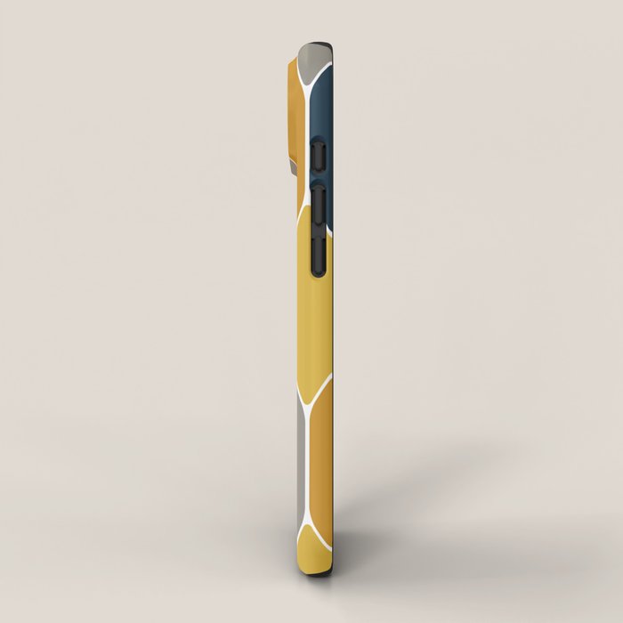 Long Honeycomb Geometric Pattern in Mustard Yellow, Navy Blue, Gray, and White iPhone Case Gallery Image 2