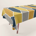 Long Honeycomb Geometric Pattern in Mustard Yellow, Navy Blue, Gray, and White Tablecloth Gallery Image 1
