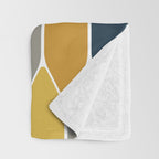 Long Honeycomb Geometric Pattern in Mustard Yellow, Navy Blue, Gray, and White Throw Blanket Gallery Image 3