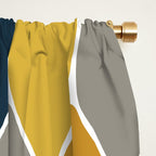 Long Honeycomb Geometric Pattern in Mustard Yellow, Navy Blue, Gray, and White Window Curtain Gallery Image 2