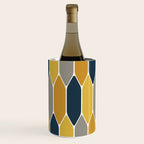 Long Honeycomb Geometric Pattern in Mustard Yellow, Navy Blue, Gray, and White Wine Chiller Gallery Image 2