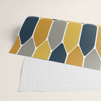 Long Honeycomb Geometric Pattern in Mustard Yellow, Navy Blue, Gray, and White Wrapping Paper Gallery Image 2