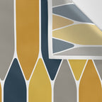 Long Honeycomb Geometric Pattern in Mustard Yellow, Navy Blue, Gray, and White Wall Tapestry Gallery Image 3
