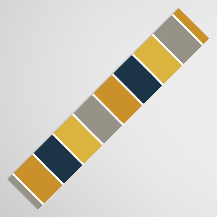 Long Honeycomb Geometric Pattern in Mustard Yellow, Navy Blue, Gray, and White Table Runner Gallery Image 3