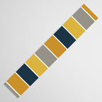 Long Honeycomb Geometric Pattern in Mustard Yellow, Navy Blue, Gray, and White Table Runner Gallery Image 3