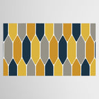 Long Honeycomb Geometric Pattern in Mustard Yellow, Navy Blue, Gray, and White Tablecloth Gallery Image 2