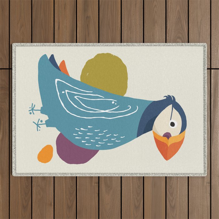 Quirky Atlantic Puffin Outdoor Rug Gallery Image 1